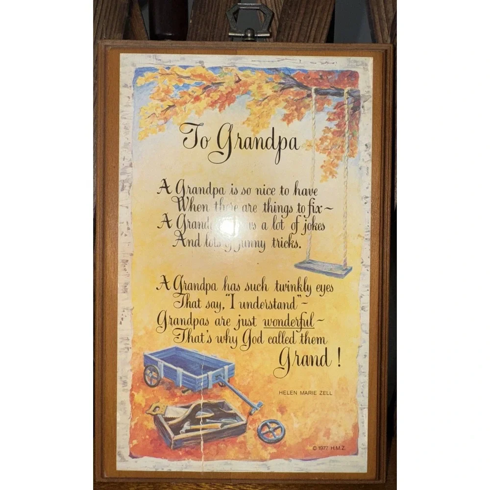 Vtg 1977 Wooden Plaques Grandpa/ma Wall‎ Art Grandparent. 8.5